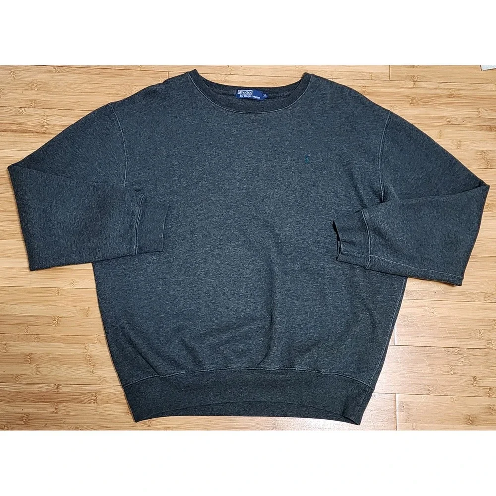 VTG 90s Polo Ralph Lauren Men's XL Crewneck Sweatshirt Sweater Gray USA Pullover